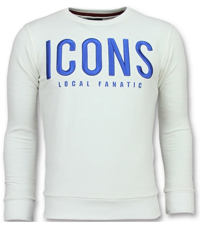 Local Fanatic ICONS - Schöne Herren Pullover - 6349W - Weiß