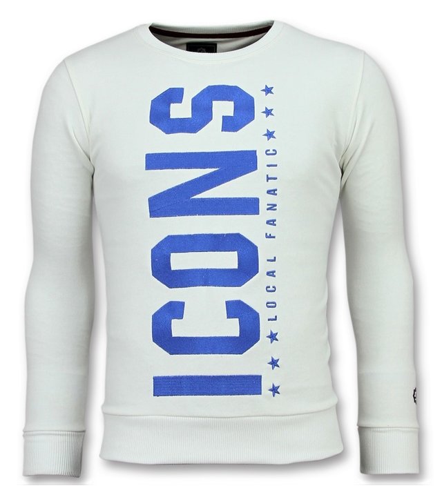 Local Fanatic ICONS  Vertical Sweater - Herren Pullover Sale - 6353W - Weiß