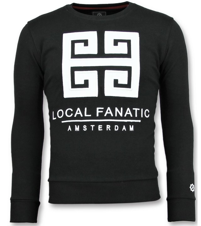 Local Fanatic Greek Border Sweater -  Pullover Designen - 6350Z - Schwarz