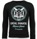 Local Fanatic Sportline Wolf Sweater - Coole Sweater Men - 6357Z -Schwarz