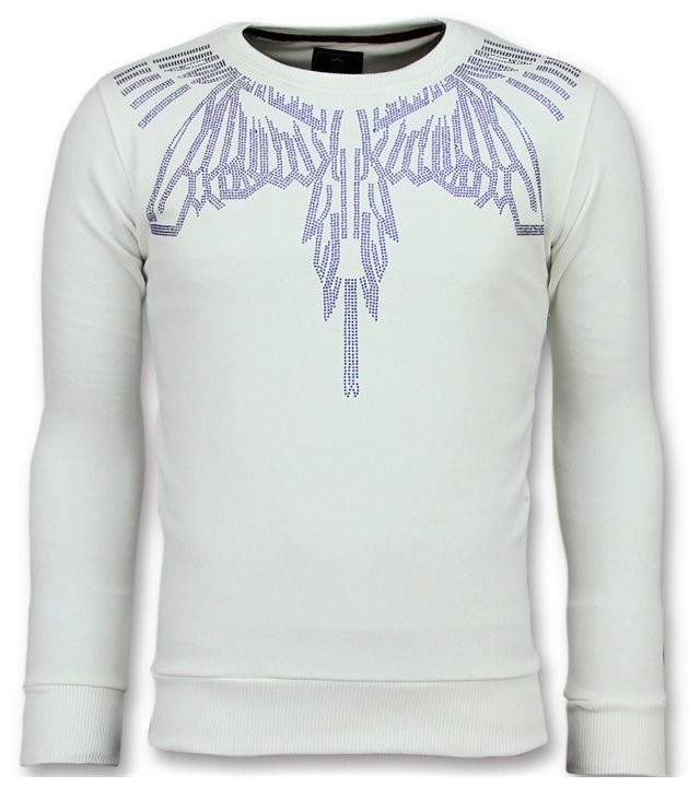 Local Fanatic Eagle Glitter Rhinestones - Sweatshirt Pullover Herren - 6340W - Weiß