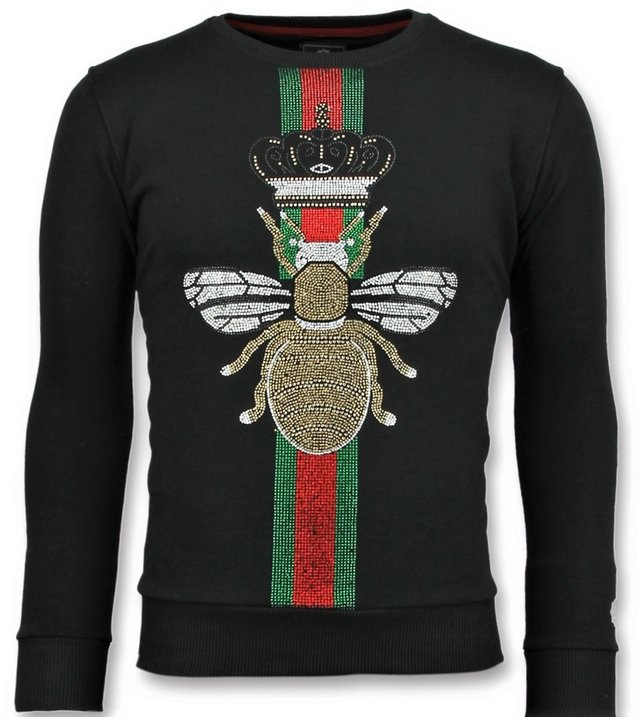 Local Fanatic King Fly Glitter Rhinestones - Herren  Exklusiv Sweater - 6342Z - Schwarz