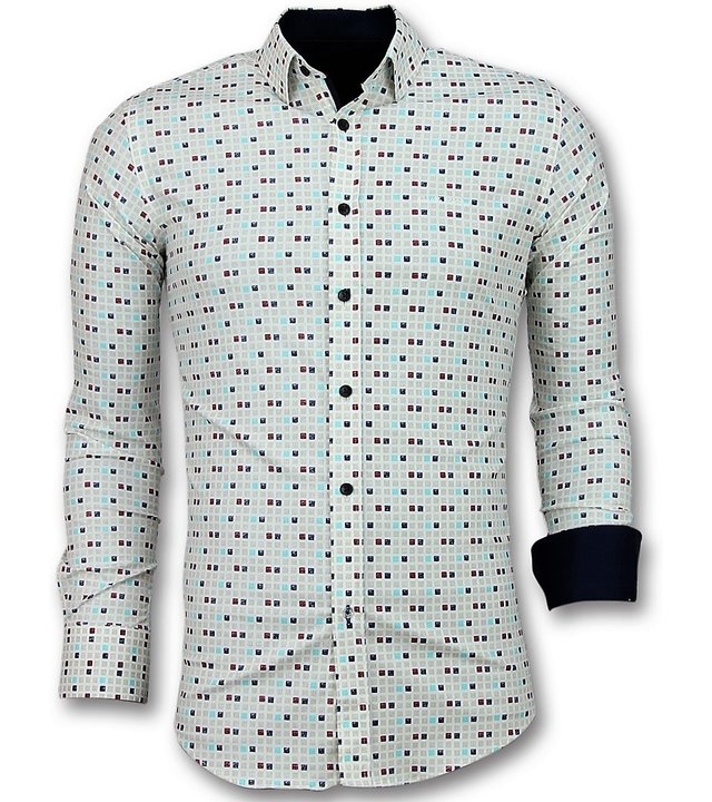 Gentile Bellini Coole Männer Hemden - Tetris Motiv Herren Shirt - 3023 - Beige