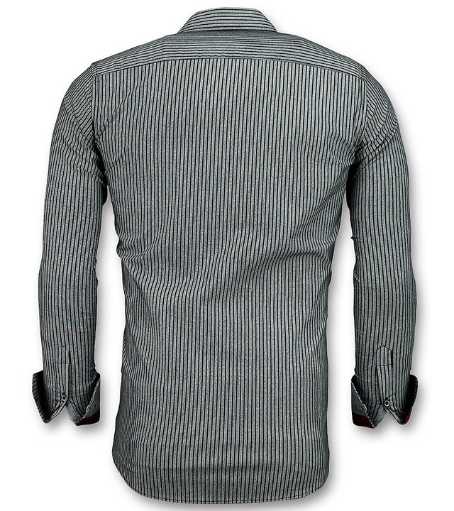 Gentile Bellini Herren Business Shirts - Streifen Bluse - 3030 - Blau
