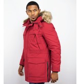 Enos Winterjacke Herren - Parka mit Fellkragen - Rot