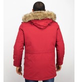 Enos Winterjacke Herren - Parka mit Fellkragen - Rot