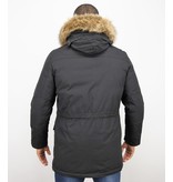 Enos Winterjacke Herren - Parka mit Fellkragen - Schwarz