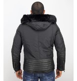 Enos Kurze Winterjacke Herren - Künstfell Jacke - Schwarz