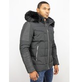 Enos Kunstfell Jacke - Schwarze Herrenjacke - Winterjacke Männer - Schwarz