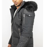 Enos Kunstfell Jacke - Schwarze Herrenjacke - Winterjacke Männer - Schwarz