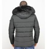 Enos Kunstfell Jacke - Schwarze Herrenjacke - Winterjacke Männer - Schwarz