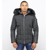 Enos Kunstfell Jacke - Schwarze Herrenjacke - Winterjacke Männer - Schwarz