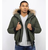 Enos Kurze Winterjacke Herren - Echtfell Jacke - Grün