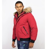 Enos Kurze Winterjacke Herren - Echtfell Jacke - Rot