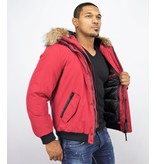 Enos Kurze Winterjacke Herren - Echtfell Jacke - Rot