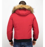 Enos Kurze Winterjacke Herren - Echtfell Jacke - Rot