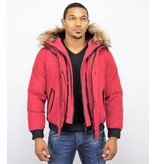 Enos Kurze Winterjacke Herren - Echtfell Jacke - Rot