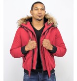 Enos Kurze Winterjacke Herren - Echtfell Jacke - Rot