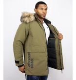 Enos Winterjacke Herren- Parka Lang mit Fellkragen - Grün