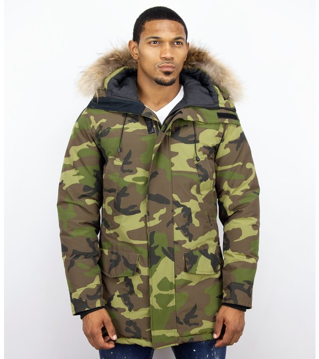 Y chromosome Jacken mit Fellkragen -  Exklusive Camouflage Parka