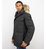 Beluomo Winterjacke Herren - Parka Lang mit Fellkragen -  Expedition Parka - Schwarz