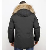 Beluomo Winterjacke Herren - Parka Lang mit Fellkragen -  Expedition Parka - Schwarz