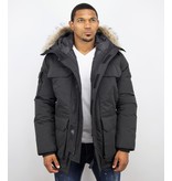 Beluomo Winterjacke Herren - Parka Lang mit Fellkragen -  Expedition Parka - Schwarz