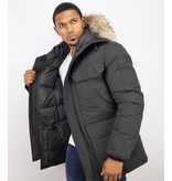 Beluomo Winterjacke Herren - Parka Lang mit Fellkragen -  Expedition Parka - Schwarz