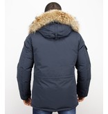 Beluomo Winterjacke Herren - Parka Lang mit Fellkragen - Expedition Parka - Blau