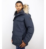 Beluomo Winterjacke Herren - Parka Lang mit Fellkragen - Expedition Parka - Blau