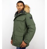 Beluomo Winterjacke Herren - Parka Lang mit Fellkragen - Expedition Parka - Grün