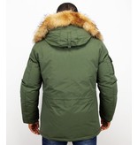 Beluomo Winterjacke Herren - Parka Lang mit Fellkragen - Expedition Parka - Grün