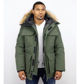 Beluomo Winterjacke Herren - Parka Lang mit Fellkragen - Expedition Parka - Grün