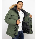 Beluomo Winterjacke Herren - Parka Lang mit Fellkragen - Expedition Parka - Grün