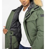 Beluomo Winterjacke Herren - Parka Lang mit Fellkragen - Expedition Parka - Grün