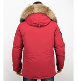 Beluomo Winterjacke Herren - Parka Lang mit Fellkragen - Expedition Parka - Rot