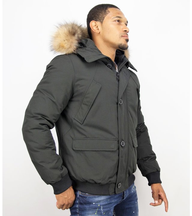 Warren Webber Kurze Winterjacke Herren mit Fellkragen- Chilliwack Bomber - Schwarz