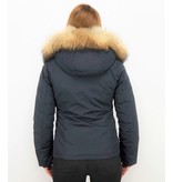 TheBrand Jacke mit Fellkragen - Kurze Winterjacke Damen - Blau