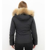 TheBrand Jacke mit Fellkragen - Kurze Winterjacke Damen - Schwarz