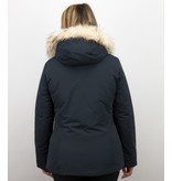 Matogla Jacken mit Fellkragen - Winterjacken Damen Wooly Kurz - Blau