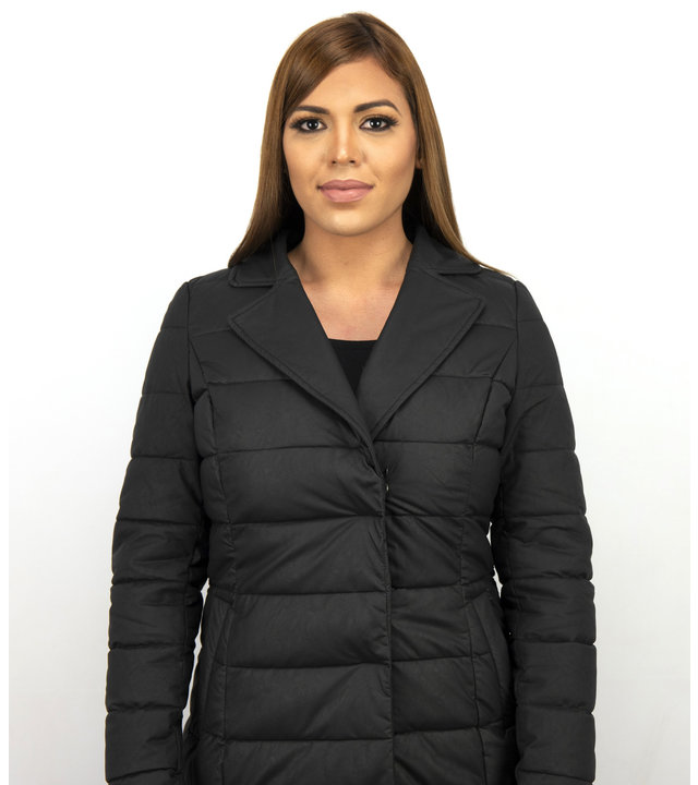 Macleria Winterjacke Damen mit Kunstpelzkragen - Parka - Schwarz