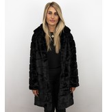 Save Style Pelzmantel Damen - Langer Parka - Schwarz