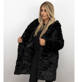 Save Style Pelzmantel Damen - Langer Parka - Schwarz