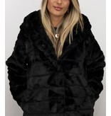 Save Style Pelzmantel Damen - Langer Parka - Schwarz