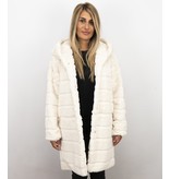 Save Style Langer Parka - Pelzmantel Damen - Weiß