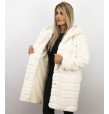 Save Style Langer Parka - Pelzmantel Damen - Weiß