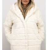 Save Style Langer Parka - Pelzmantel Damen - Weiß