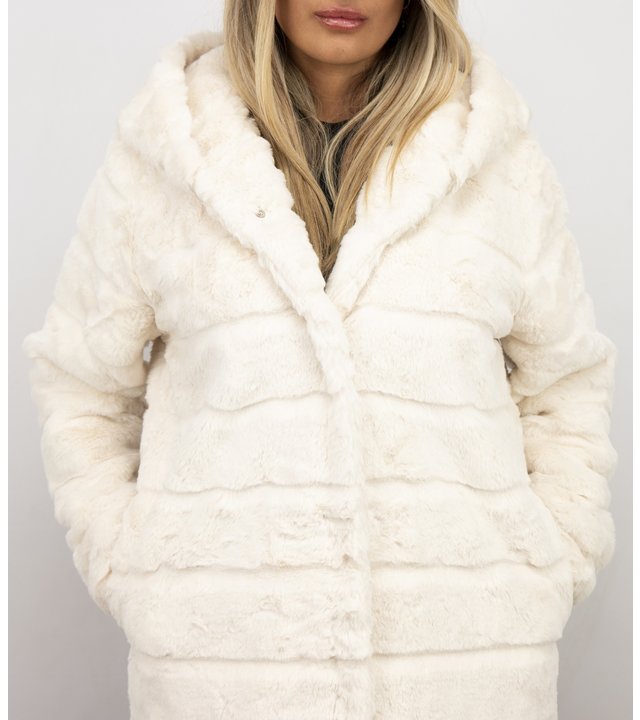 Save Style Langer Parka - Pelzmantel Damen - Weiß