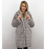 Save Style Langer Winterjacken Frauen Parka - Pelzmantel Damen - Lila