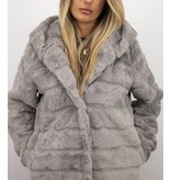 Save Style Langer Winterjacken Frauen Parka - Pelzmantel Damen - Lila